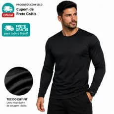Camiseta Manga Longa Dry-Fit Básica Para Esportes Treino Academia Musculação Camisas Unissex