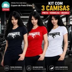 Conjunto 3 Camisetas Femininas de Esportes Treino Academia Dry-Fit Lutas Musculação JUSTICEIRO