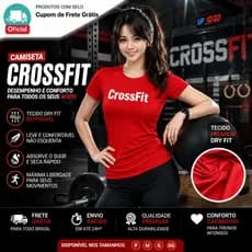Camiseta Baby Look Feminina CROSS FIT Dry-Fit Para Esportes Treino Academia Box ALTA QUALIDADE Slim