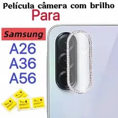 Película de câmera Diamante Para Samsung Galaxy A26 / A36 / A56 película protege lentes com strass anti queda