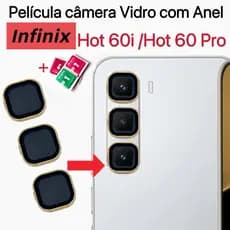 Kit Películas De Câmera vidro temperado Para Infinix Hot 60i /Hot 60 Pro/Hot 60 Pro plus Protetor De Lente Anel De Metal