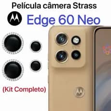 Kit Película Câmera Diamonte para Motorola Edge 60 Neo Brilhente Anti Risco Protetor da Lente com Strass