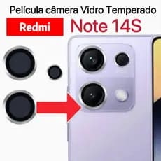 Kit 3 peças De Câmera Para Redmi Note 14S Protetor De Lente do celular Vidro Temperado Com Anel De Metal câmeras