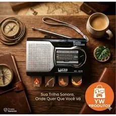Rádio Portátil AM/FM Compacto Com Alto-Falante e Antena Telescópica