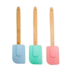 Espatula Pao Duro Para Confeitaria Madeira E Silicone Bolos e Massas 1Un