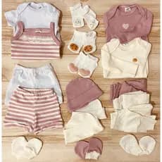 Kit Enxoval 18 Peças Roupa De Bebê Maternidade Atacado minimalista menina boho rosa coração cookie