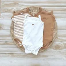 kit com 3 Regatas Alcinha Boho 100% Algodão Macio Bebê Menina Minimalista Boho Tons Terrosos