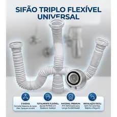 Sifão Triplo Sanfonado Flexível Pia Tanque Ajustável Extensivo Universal