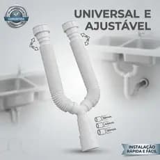 Sifão Duplo Sanfonado Flexível e Ajustável Universal Anti Vazamento Resistente Água Quente
