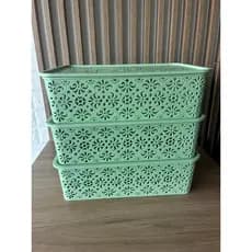 Kit 3 Caixas Organizadoras Oriental Verde com tampa-  7LITROS – Organizador-Organizadora Multiuso Verde