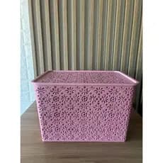 Caixa Organizadora Oriental Rosa com tampa-   16 LITROS – Organizador-Organizadora Multiuso ROSA 33x22,5x23cm