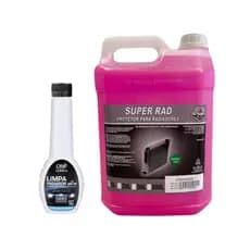 Aditivo Radiador Rosa Pronto para Uso Organico 5L Gitanes e Limpa Radiador 200ML Orbi