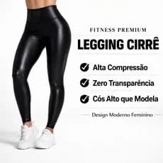 Legging Cirrê Feminina Cós Alto Não Transparente Alta Compressão Academia Casual P M G GG 34 ao 44