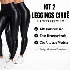 KIT 2 Leggings Cirrê Feminina – Não Transparente, Alta Compressão para Treino ou Look Casual.
