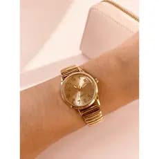 Relógio Feminino Dourado Elegante Minimalista Luxo Pulseira Ajustável