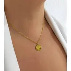 Colar Feminino Medalha Mãos Dourado Banhado Corrente Delicada 45cm Presente