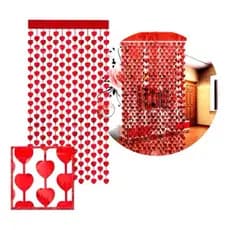 kit 2 Cortina De Coração Papel Metalizado Vermelho