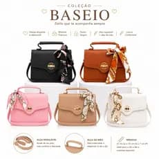 Bolsa Feminina Transversal de Passeio Couro Sintético Alça Regulável