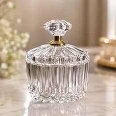 Mini Bomboniere Potiche Acrílico Cristal Transparente Lembrancinha luxo com detalhe dourado