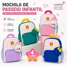 Bolsa Passeio Infantil Masculina E Feminina Costas Prática Dia A Dia
