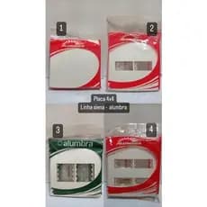 placa espelho 4x4 COM SUPORTE - linha siena - marca alumbra - cor branca
