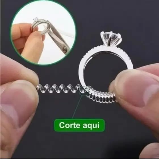 Conjunto 4 unidades de Ajustadores de Tamanho de Anel Invisíveis Apertador Espiral de Silicone