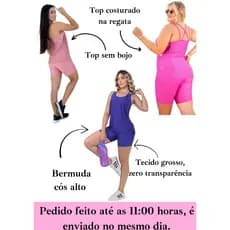 Conjunto trio, bermuda, regata + top embutido sem bojo, acad, corrida, caminhada, zero transparencia