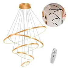 Lustre Anéis Pendente Arcos Led Moderno Com Controle Remoto Brinovar