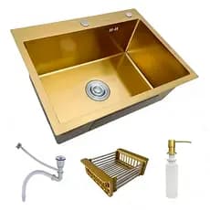 Cuba Pia Gourmet Inox Dourada Quadrada Cozinha Com Acessórios Brinovar 60x45