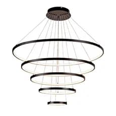 Lustre Led Luminária Pendente 5 Arcos Moderno Anéis Bivolt 160W Com Controle Brinovar