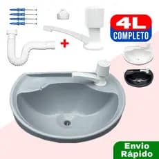 Pia de Banheiro Cuba Lavabo Lavatório Ralo e Kit de Instalação Plástico