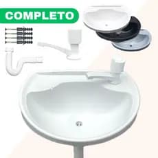 Kit Pia com Torneira Sifão Ralo e Kit de Instalação Banheiro Cuba Lavatório Lavabo