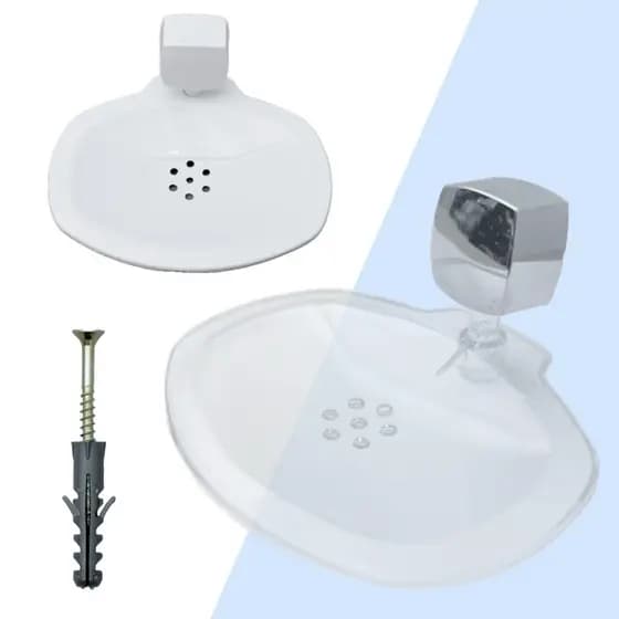 Saboneteira Porta Sabonete Organizador Banheiro Lavabo Banho Branco ou Transparente