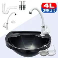 Pia Lavatório Com Kit de Instalação Banheiro Lavabo Resistente Preto Branco Cinza