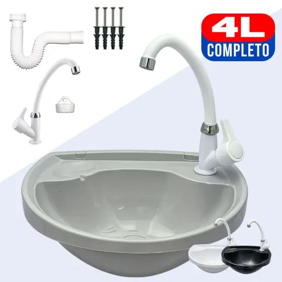 Lavatório Pia Banheiro Lavabo Com Kit de Instalação Resistente Preto Branco Cinza