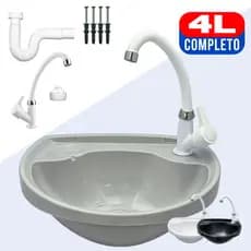Lavatório Pia Banheiro Lavabo Com Kit de Instalação Resistente Preto Branco Cinza