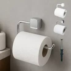 Suporte de Papel Higienico Para Banheiro Lavabo Cromado ou Branco Com Kit de Instalaçao Completo