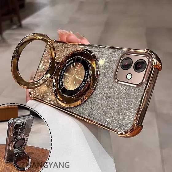 Capa Para Moto G54 G84 Quatro Cantos anti Queda Galvanizado Caso De Telefone Estético glitter Papel Novo design Suporte