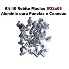 Kit 40 Rebite de Alumínio Maciço 5/32x08 para Panelas e Canecas Cabeça Lentilha
