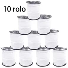kit 5 rolo elastico  branco  Chato De 5mm ,10mm com 100metro para de costura