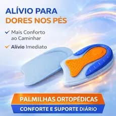 Palmilha Ortopédica Gel Conforto Suporte Arco Alívio de Dor Fascite Esporão Uso Diário