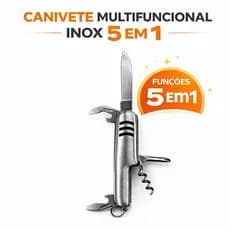 Canivete Multifuncional Inox 5 em 1 com Saca-Rolhas Abridor Camping Pesca EDC Resistente