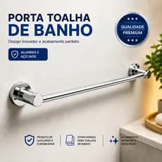 Porta Toalha Reto 48cm Avulso Alumínio | Canoplas Inox – Peça Separada Kit Banheiro