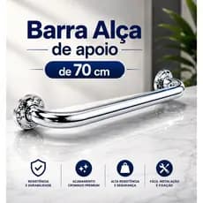 Barra Alça de Apoio 70cm Aço Inox 304 Banheiro Idosos Segurança