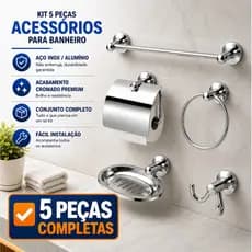 kit banheiro acessórios  Stander 5 peças em alumínio e inox