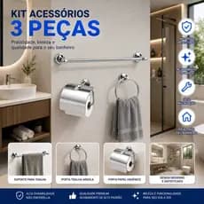 Combo 3 Peças Acessórios para Banheiro Aço Inox Resistente
