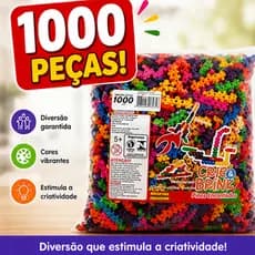Brinquedo de Montar Pinos Encantados Colorido Embalagem com 1000 Peças Bebe Criança Infantil Encaixe