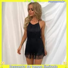 ✌   Vestido de verão com franjas GLCHENG Tobinoone, vestido mini casual sem costas para mulheres, vestido de bandagem se