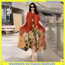 Vestido De Seda Feminino De Duas Peças Elegante Floral Plus Tamanho Casual Beach Vintage Long Mom Summer New Fashion