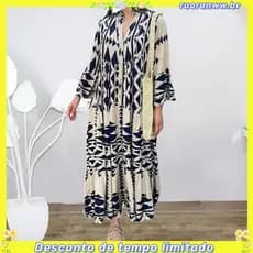 2025 Europeu Americano Plus Size Feminino E # 39 ; s Novo Estilo Temperamento Estampado Saia CSA Bohemian Dres